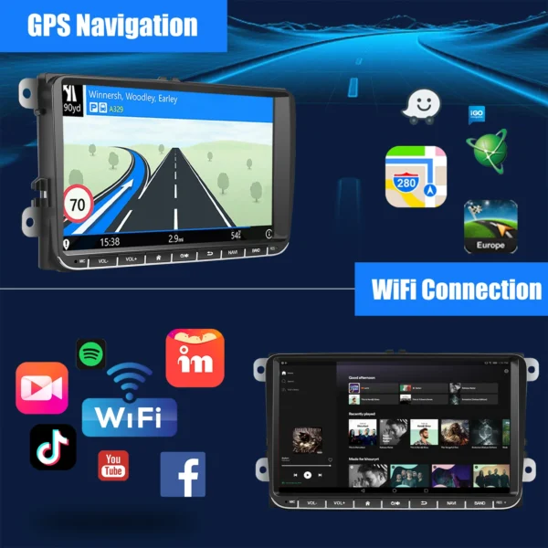 GARNAV 9" Android 14 4G+64G Wireless Carplay Car Stereo GPS NAVI WIFI RDS FM BT EQ for VW Golf 5 6 Passat Polo Touran Tiguan Caddy EOS - Image 3