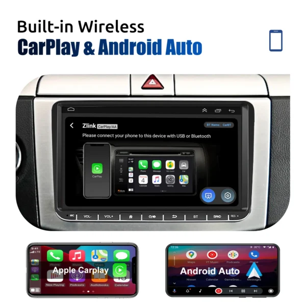 GARNAV 9" Android 14 4G+64G Wireless Carplay Car Stereo GPS NAVI WIFI RDS FM BT EQ for VW Golf 5 6 Passat Polo Touran Tiguan Caddy EOS - Image 2