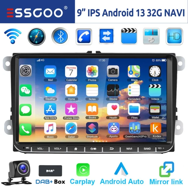 GARNAV 9" Android 14 4G+64G Wireless Carplay Car Stereo GPS NAVI WIFI RDS FM BT EQ for VW Golf 5 6 Passat Polo Touran Tiguan Caddy EOS - Image 11