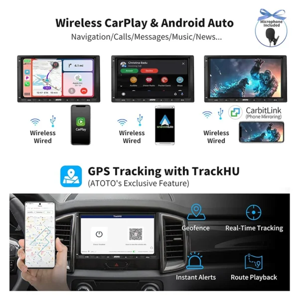 GARNAV 7 inch Double 2 Din Android Car Stereo 4G LTE WIFI GPS Bluetooth Wireless Android Auto CarPlay Screen Car Radio 2Din S8 MS - Image 3